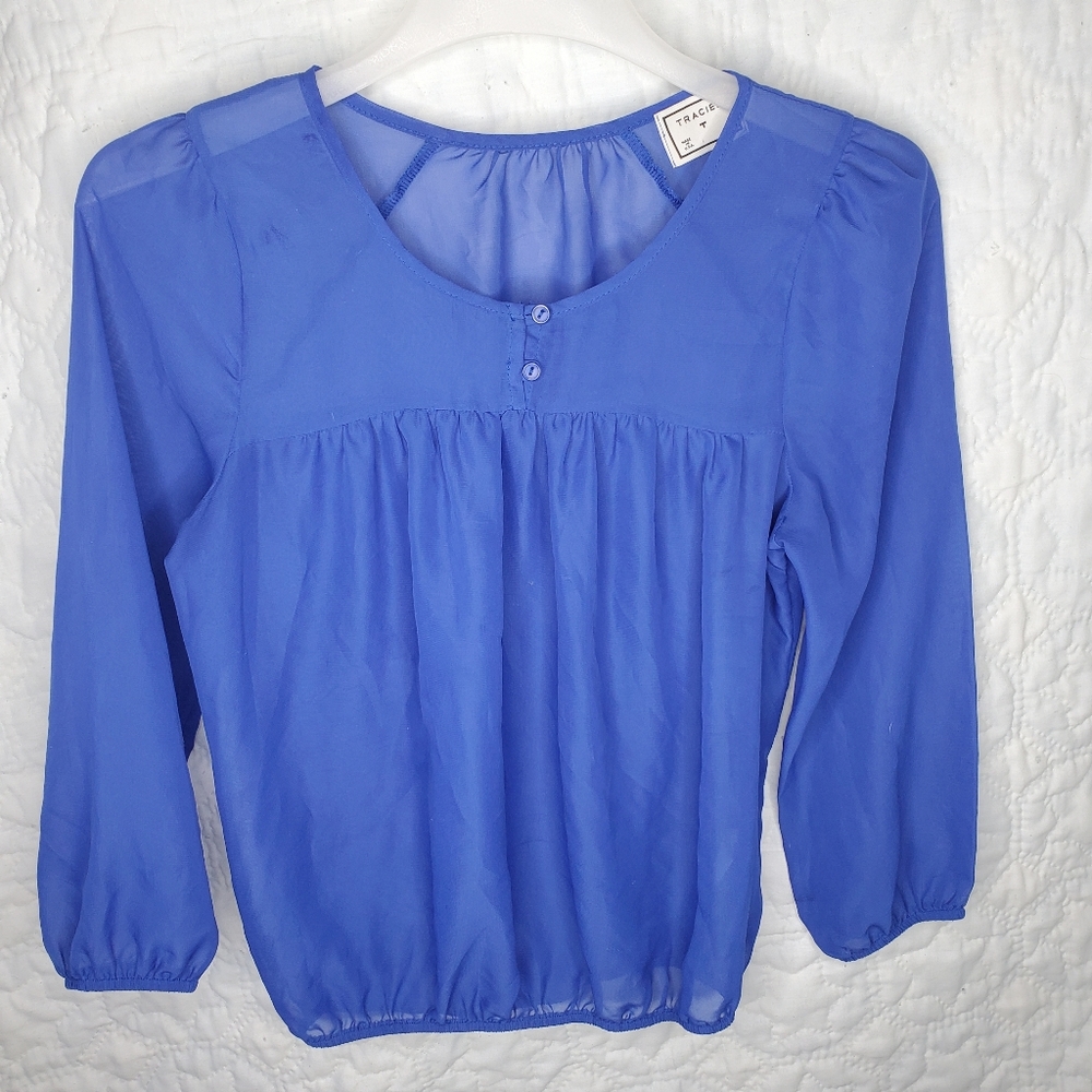 Traciel T Girls Sheer Top Royal Blue
